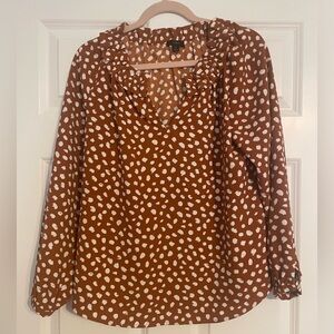 J. Crew Printed Ruffle Neck Blouse